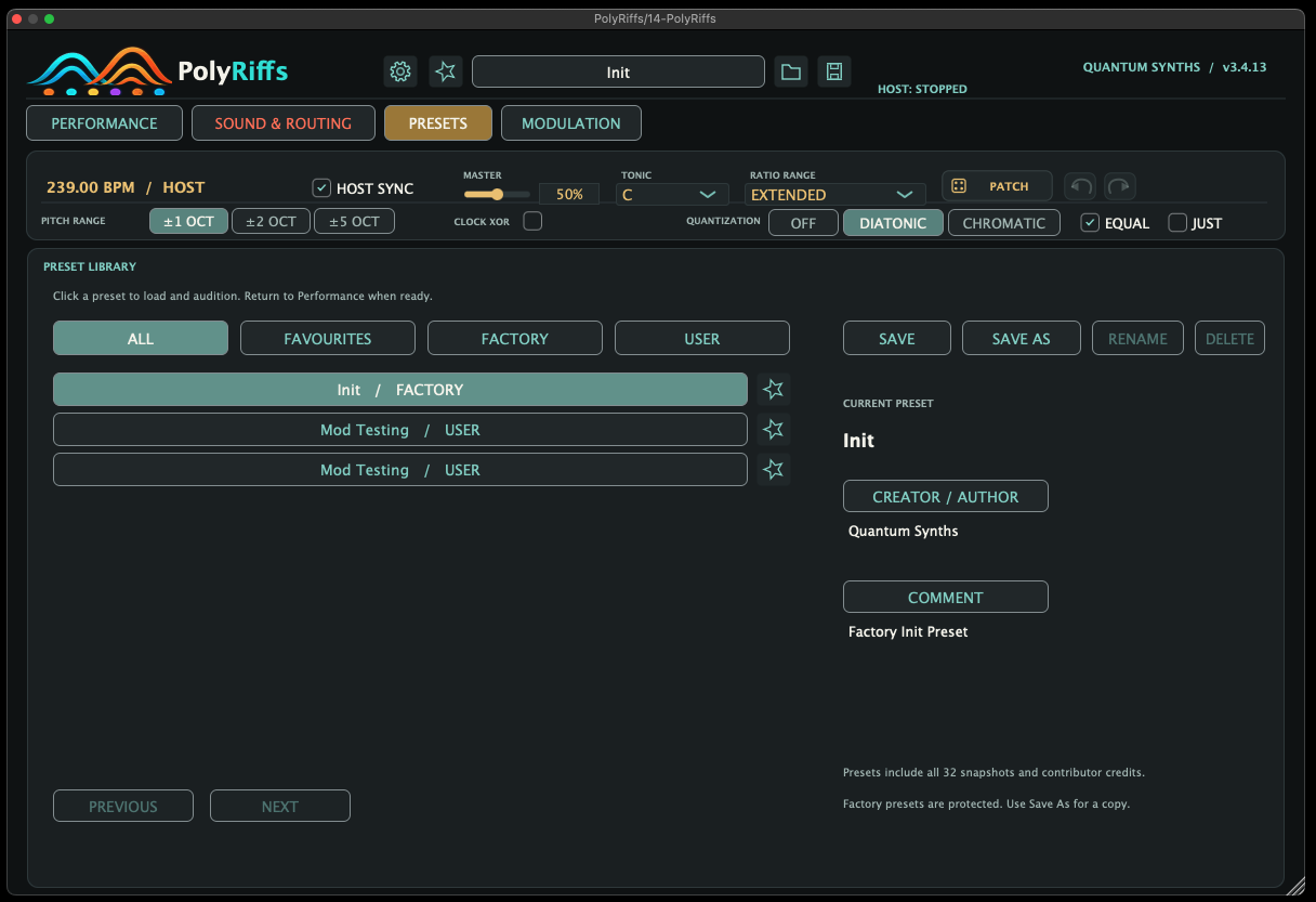 PolyRiffs Presets library